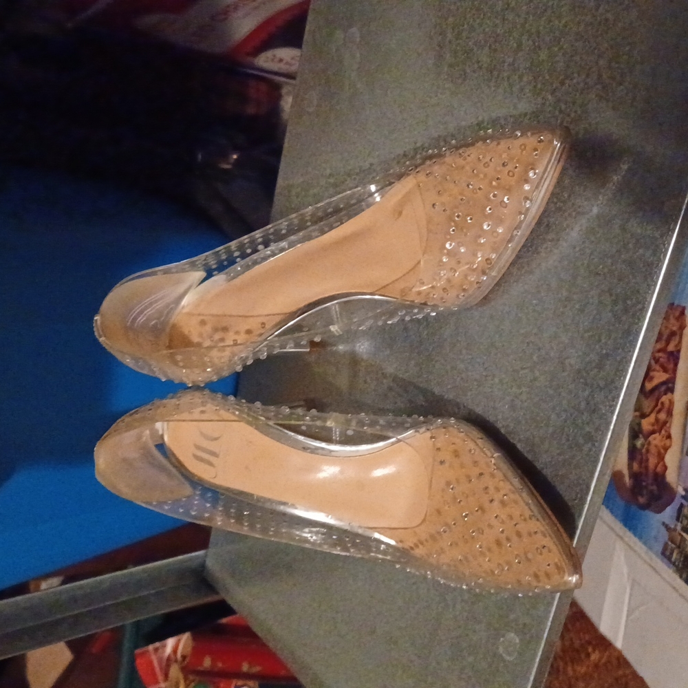 JLO clear high heel shoes